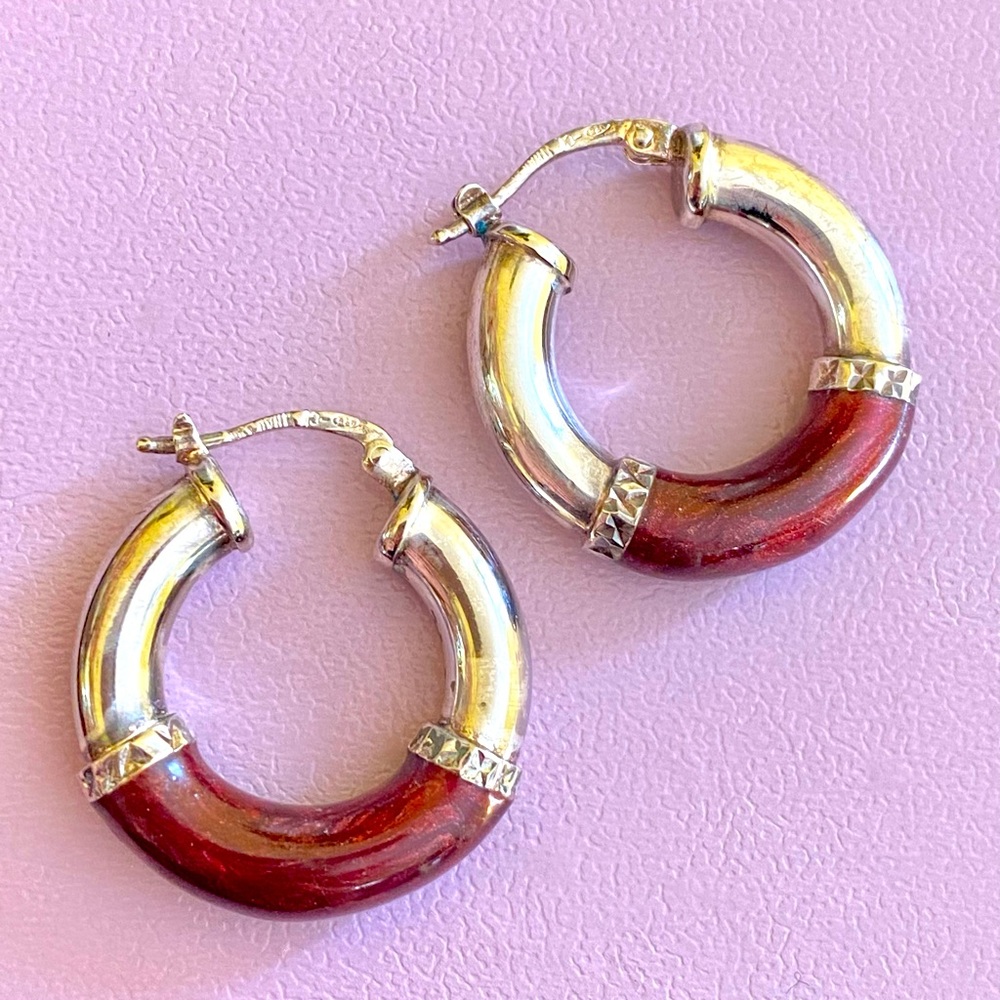 ✨3/1✨Sterling Silver Enamel Hoop Earrings